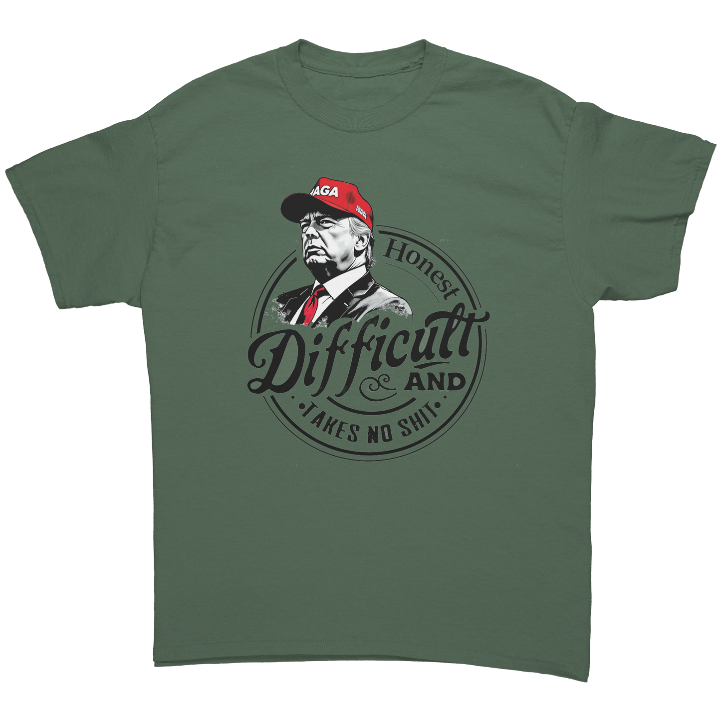 Honest_Difficult_and_Takes_No_Shit_Military_Green_Front_Mockup.png