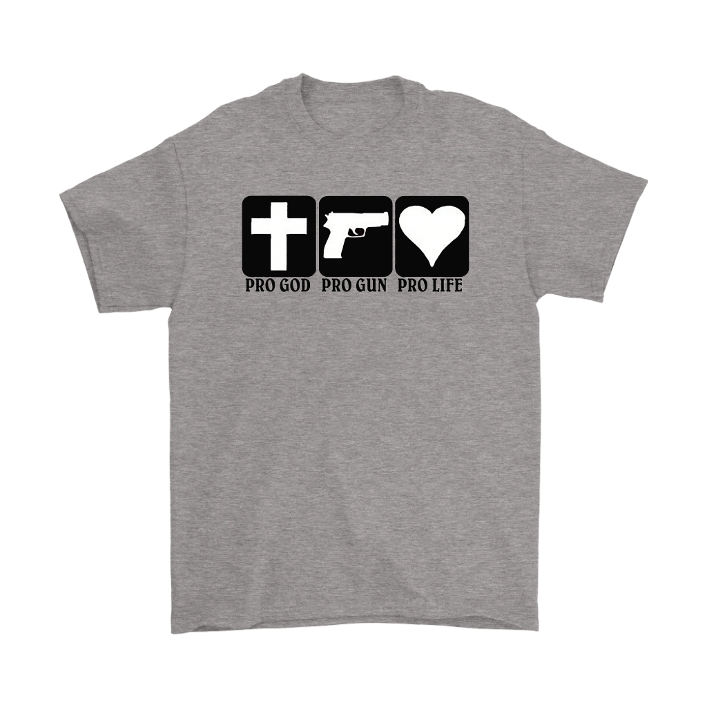 Pro God Pro Gun Pro Life With Cross, Pistol & Heart