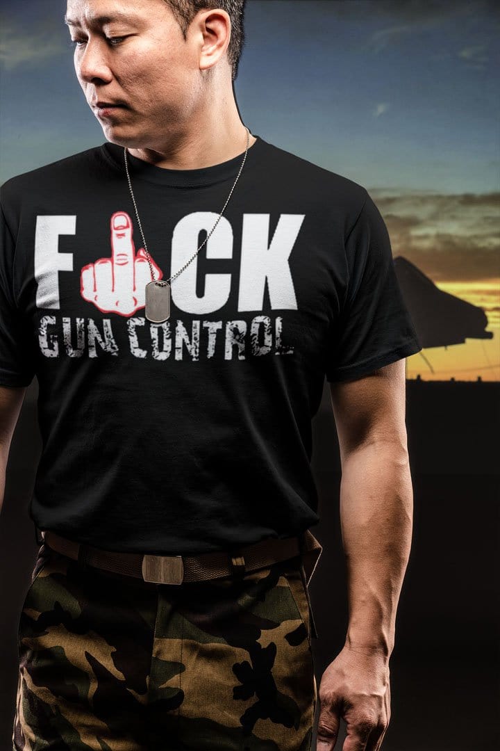 Fuck Gun Control With Red Middle Finger