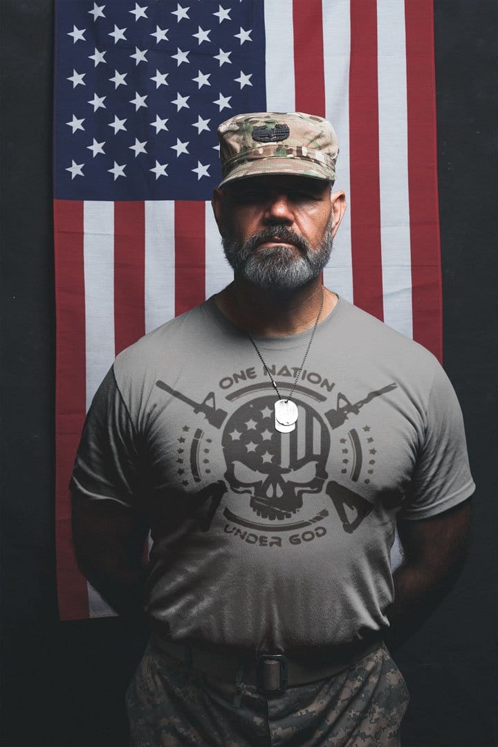 One Nation Under God | USA Skull With Rifles