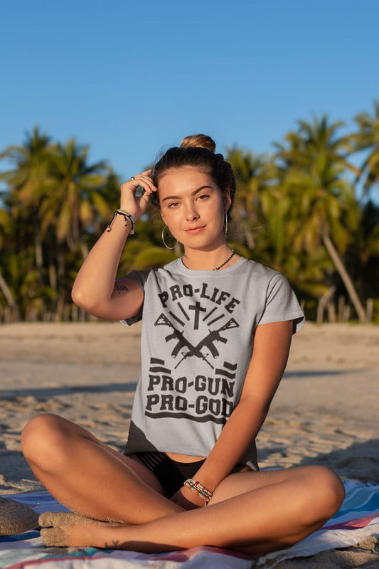 Pro-Life Pro-Gun Pro-God With Cross And AR-15s