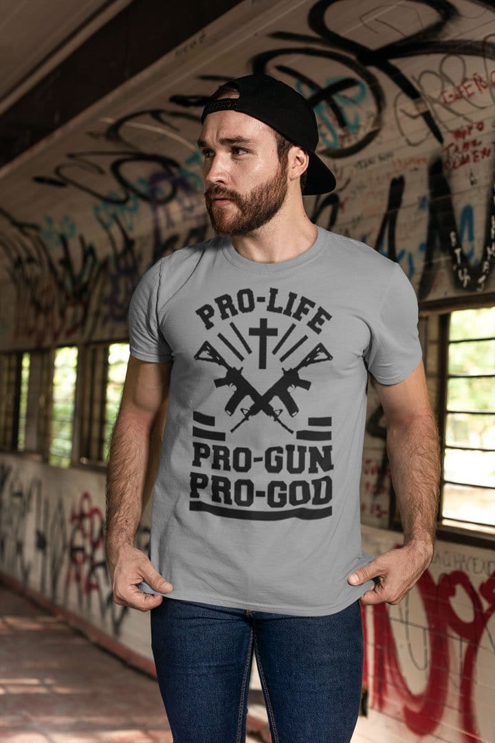 Pro-Life Pro-Gun Pro-God With Cross And AR-15s
