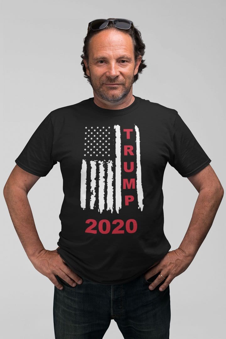 Trump 2020 Red On Distressed American Flag