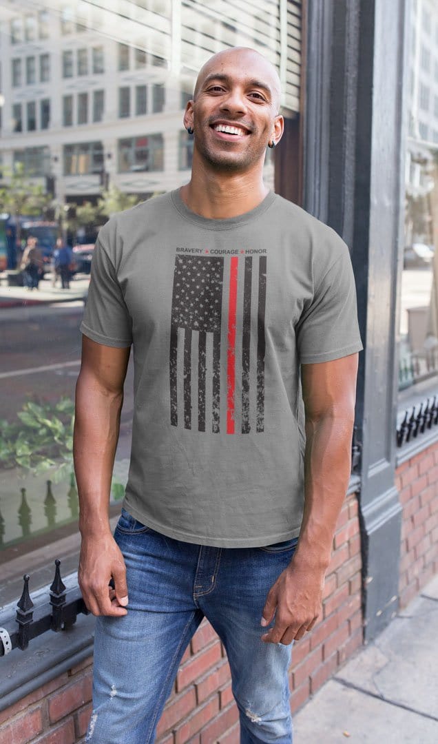 American Flag With Red Stripe * Bravery * Courage * Honor |