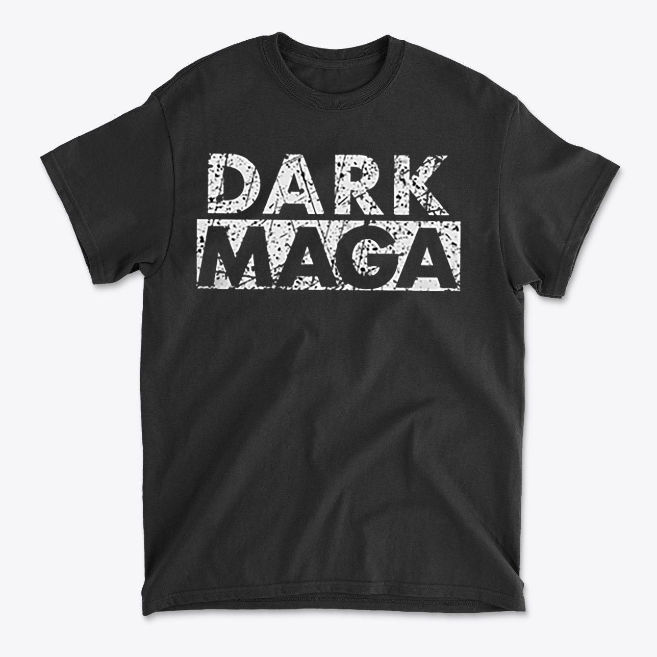 Dark MAGA Aesthetic Design Gear black t-shirt featuring distressed text design