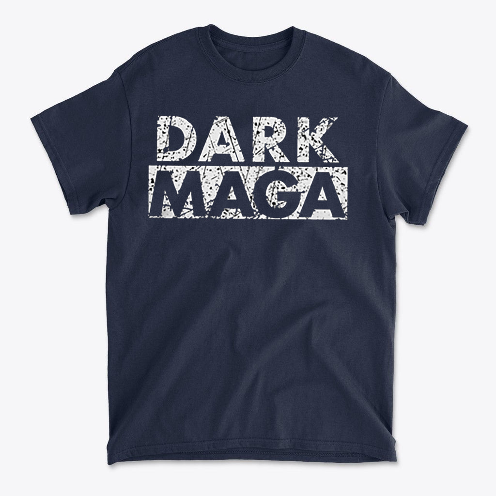Dark MAGA Aesthetic Design Gear navy t-shirt featuring bold distressed text.