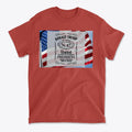 Donald Trump Number 47 Graphic t-shirt featuring patriotic design and American flags.