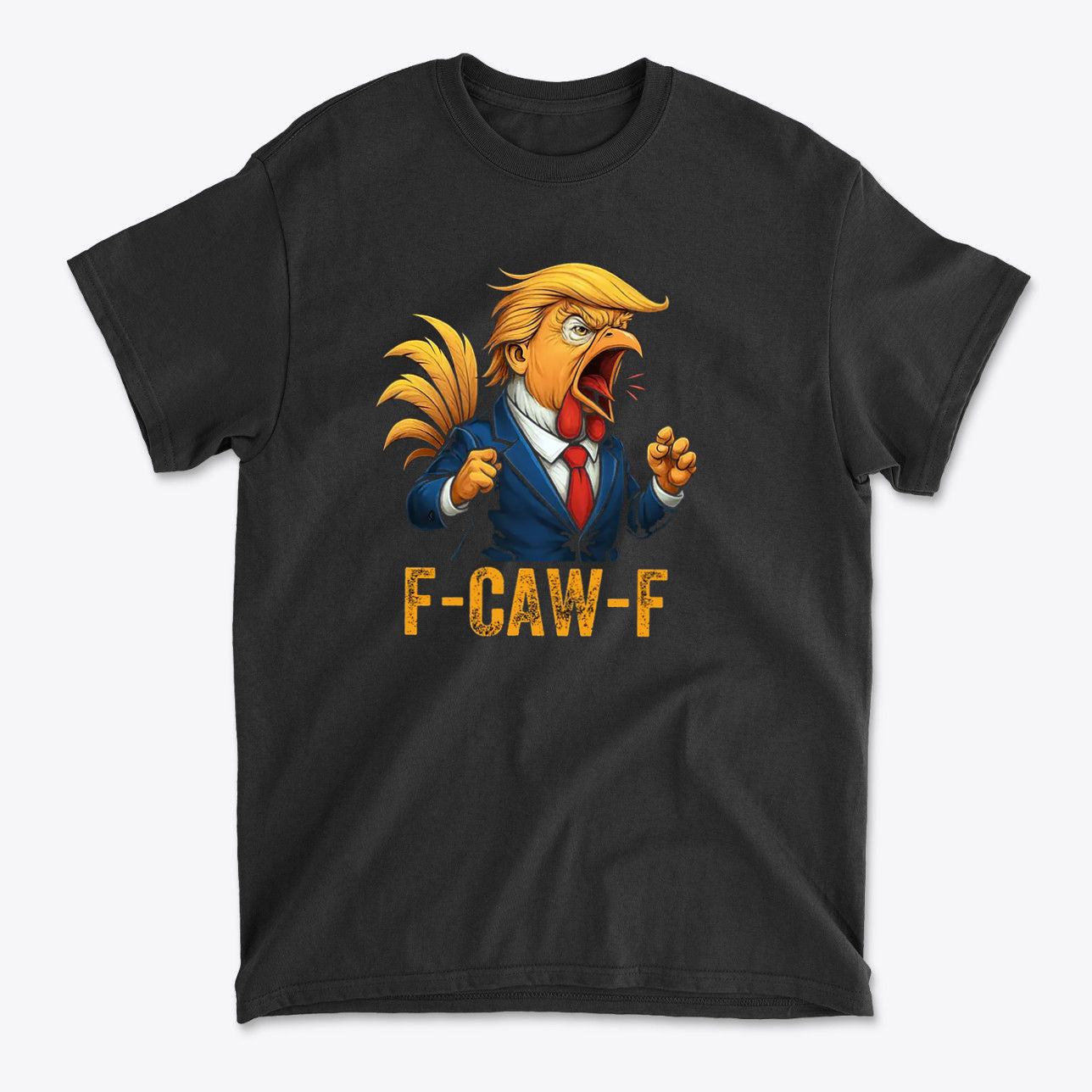 F-CAW-F Retro Humor Statement Tee featuring a humorous graphic in a black t-shirt design.