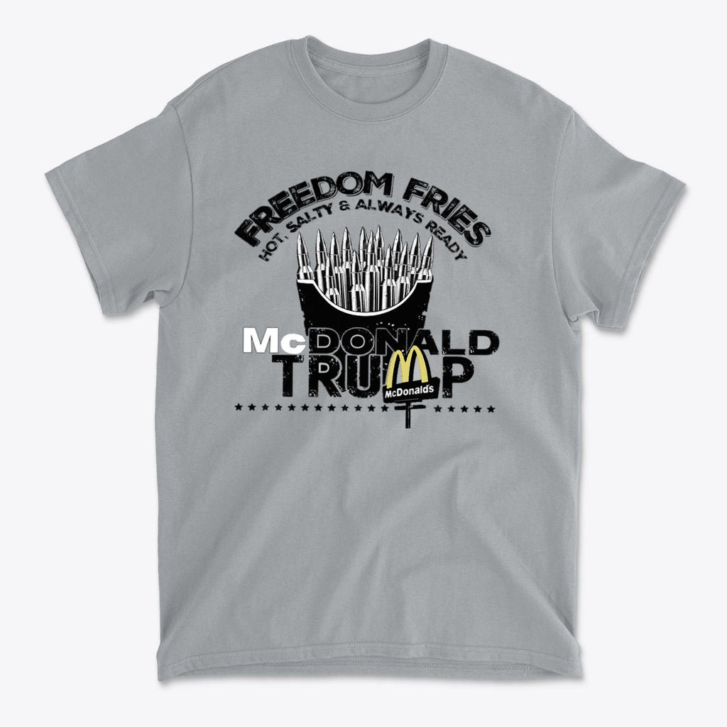 Freedom Fries Custom Art Graphic t-shirt featuring bold text and iconic imagery for patriots.