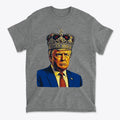 King Trump Vintage Patriotic Style t-shirt featuring an illustration of a crowned Trump.