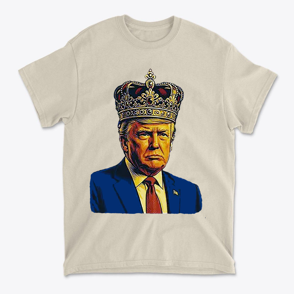 King Trump Vintage Patriotic Style t-shirt featuring a crowned Trump illustration in distressed design.