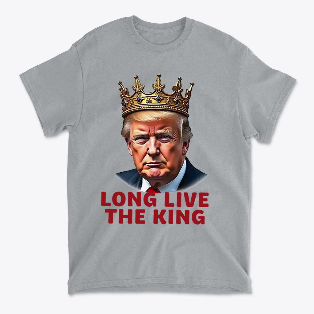 Long Live the King Vintage Shirt featuring a crowned figure on a gray t-shirt.