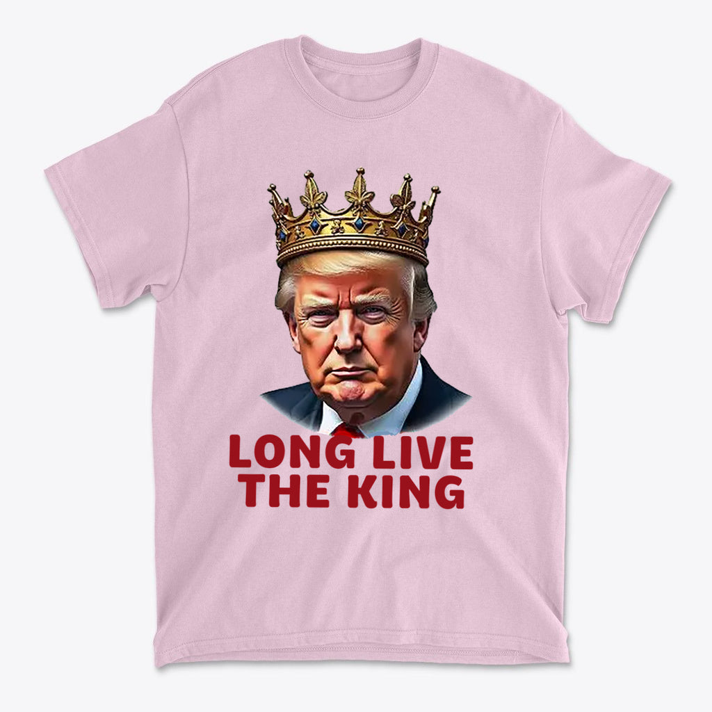 Long Live the King Vintage Shirt featuring a crowned portrait, making a bold fashion statement.