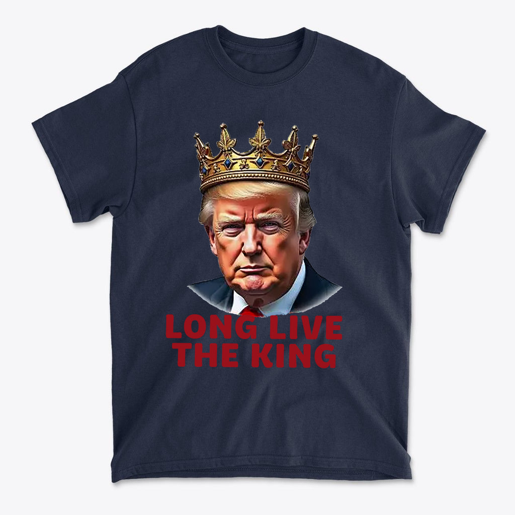 Long Live the King Vintage Shirt featuring a crowned figure with the phrase "LONG LIVE THE KING" in bold red letters.
