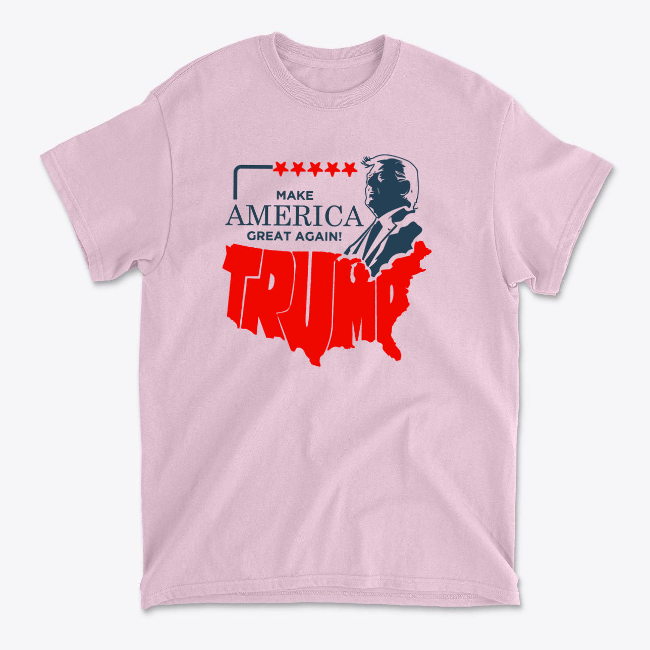 Make America Great Again Trump Letters as USA t-shirt design featuring bold colors and political imagery.