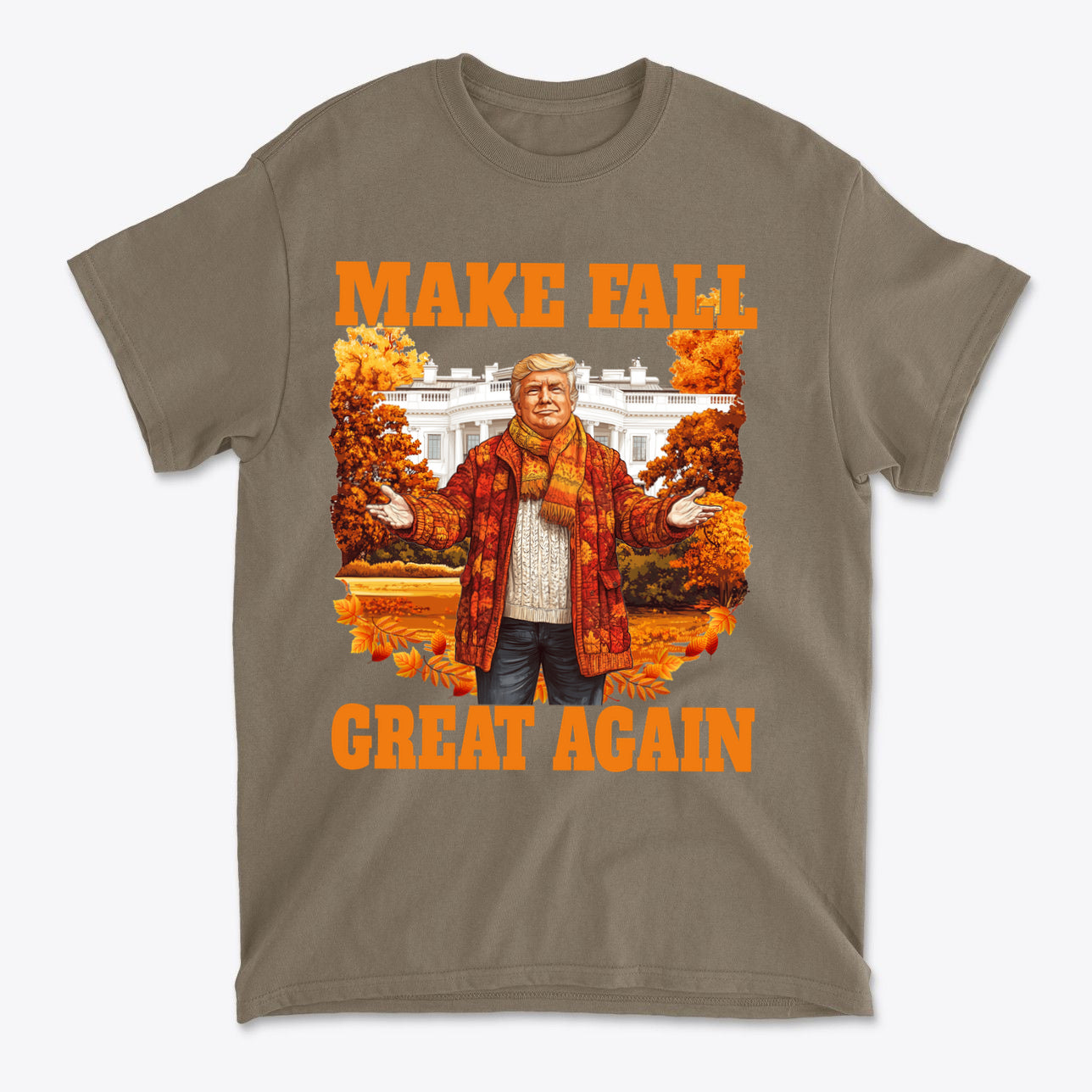 Make Fall Great Again Autumn T Shirt featuring a whimsical autumn design with vibrant colors.