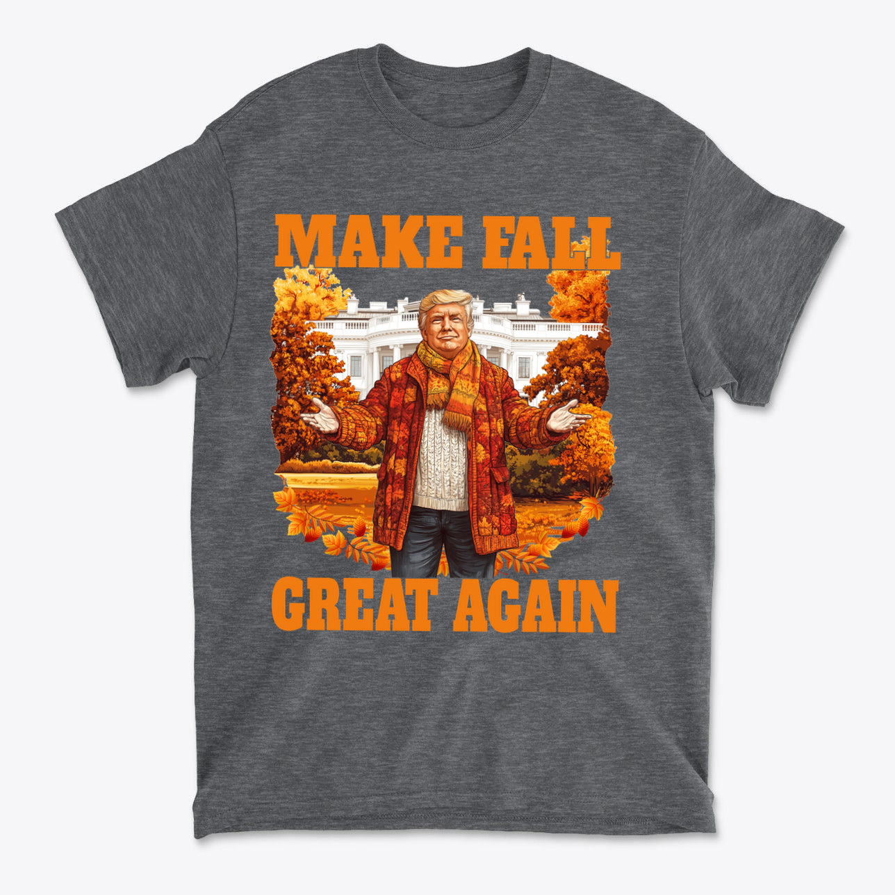 Make Fall Great Again Autumn T Shirt featuring a festive design with autumn colors and playful slogans.