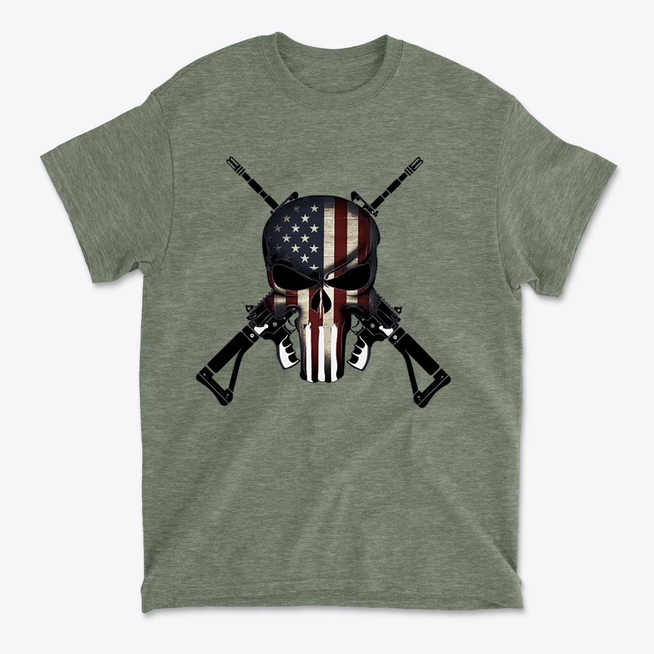 Punisher As American Flag With Rifles