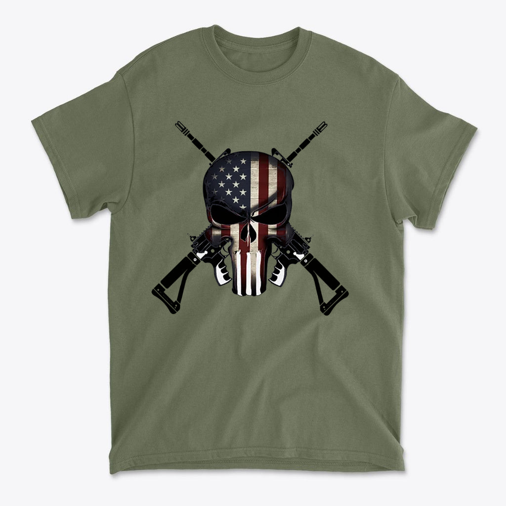 Punisher As American Flag With Rifles