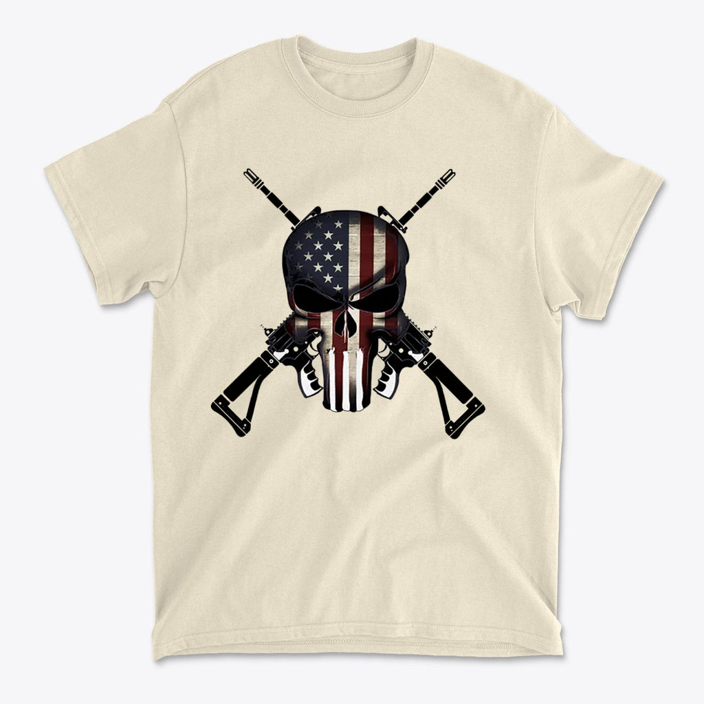 Punisher As American Flag With Rifles