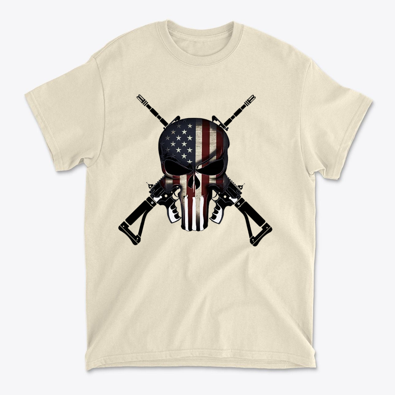 Punisher As American Flag With Rifles