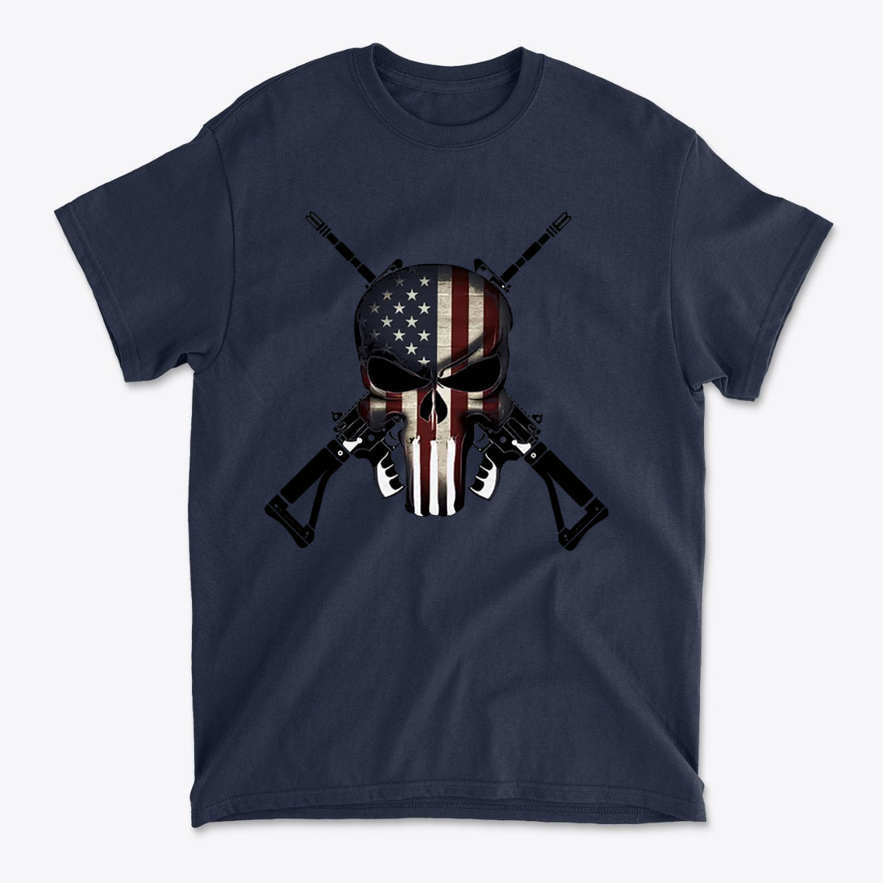 Punisher As American Flag With Rifles
