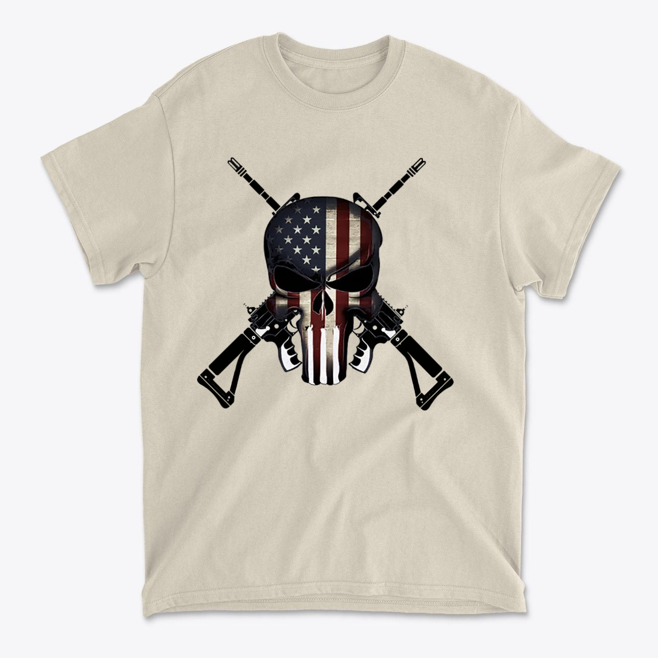 Punisher As American Flag With Rifles