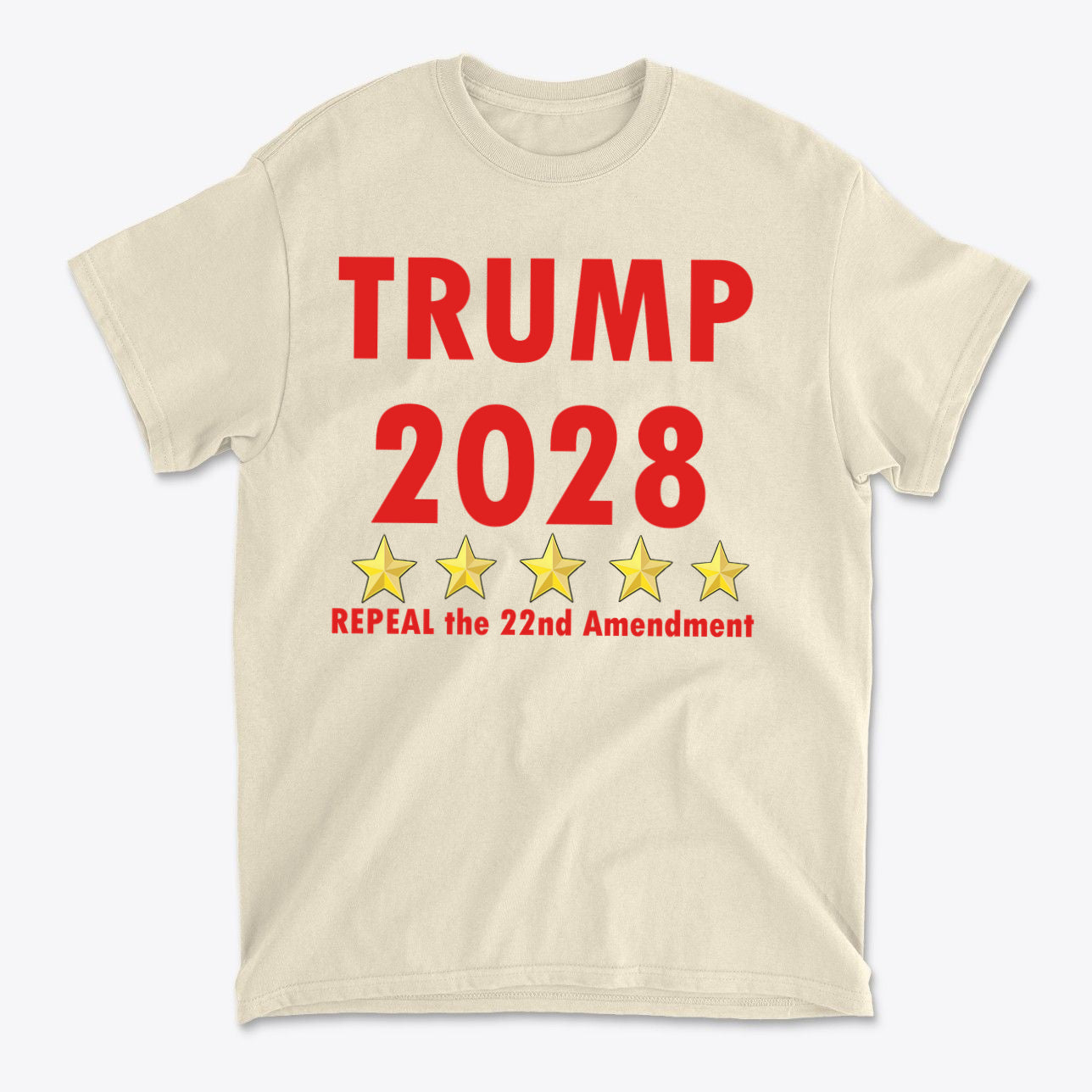 2028 Repeal 22nd Amendment Trump t-shirt with bold red text and stars design for political supporters.