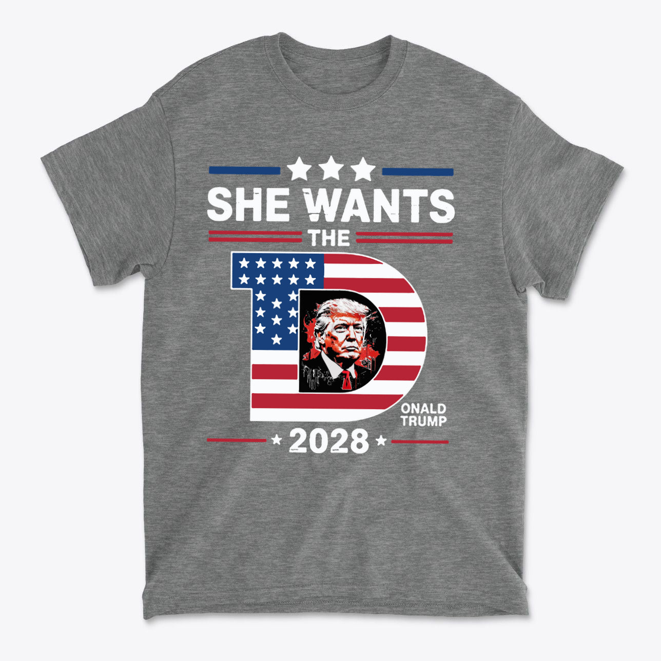 She Wants The Voice 2028 Election Shirt featuring a bold design with political themes and images, perfect for supporters.
