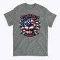 That's My President Fist In Stars And Stripes graphic on a gray t-shirt, showcasing patriotism and resilience.