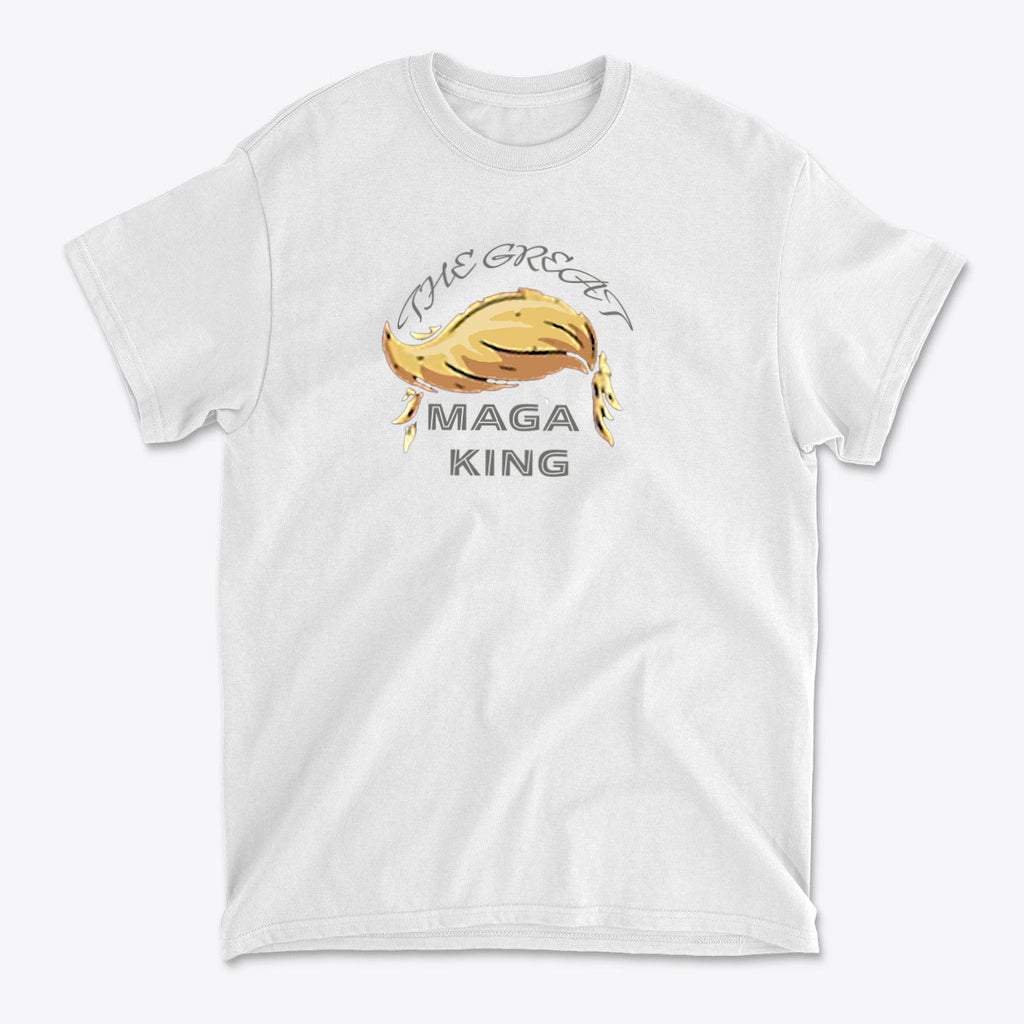 The Great MAGA King Graphic Tee featuring a bold design with a signature styling.