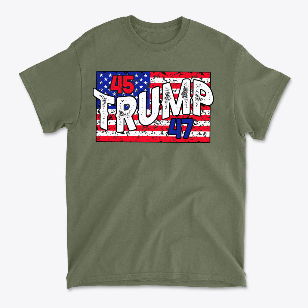 Trump 45 47 On Rustic American Flag