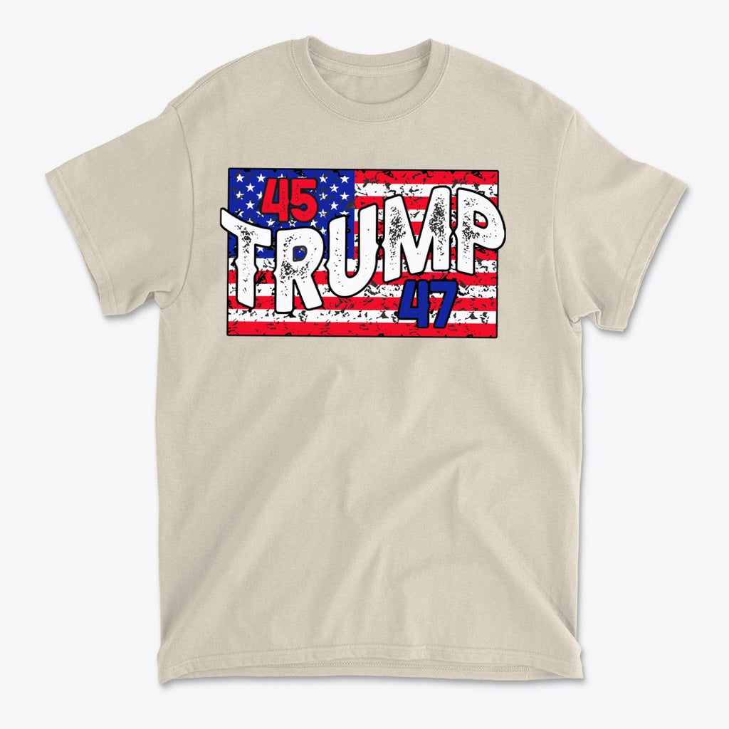 Trump 45 47 On Rustic American Flag