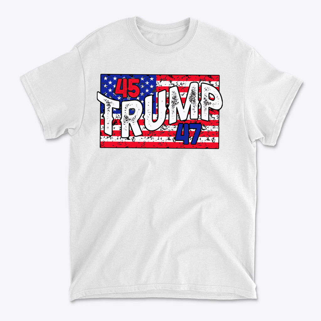 Trump 45 47 On Rustic American Flag