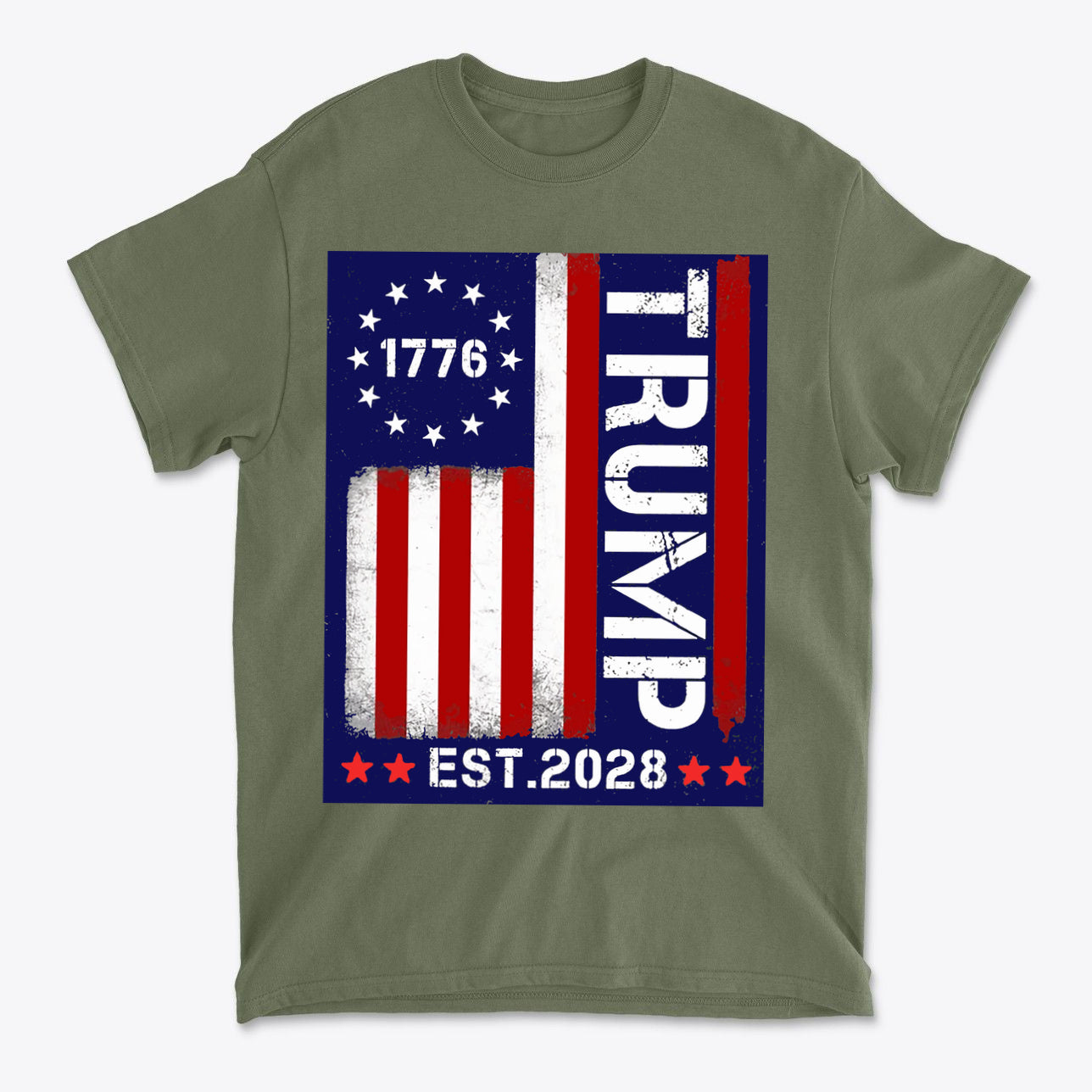 SP-front-MGN-710American Flag 1776 Est 2028 Trump Supporter Shirt