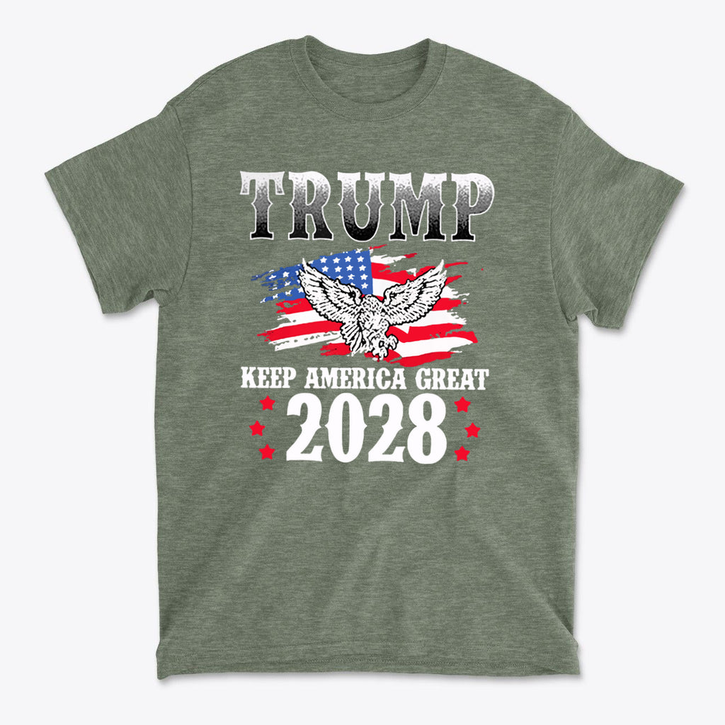 Trump Keep America Great 2028 Eagle On American Flag