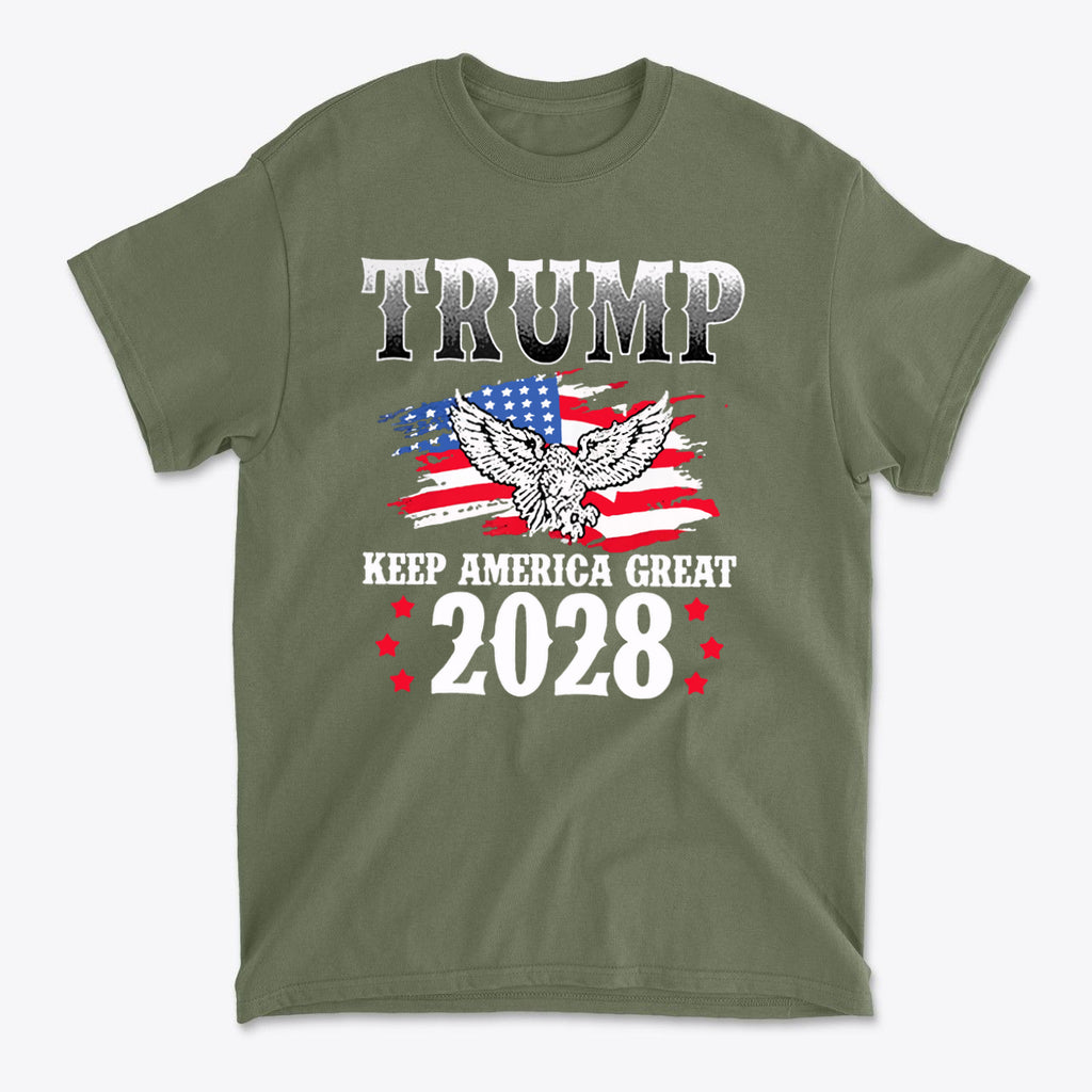 Trump Keep America Great 2028 Eagle On American Flag