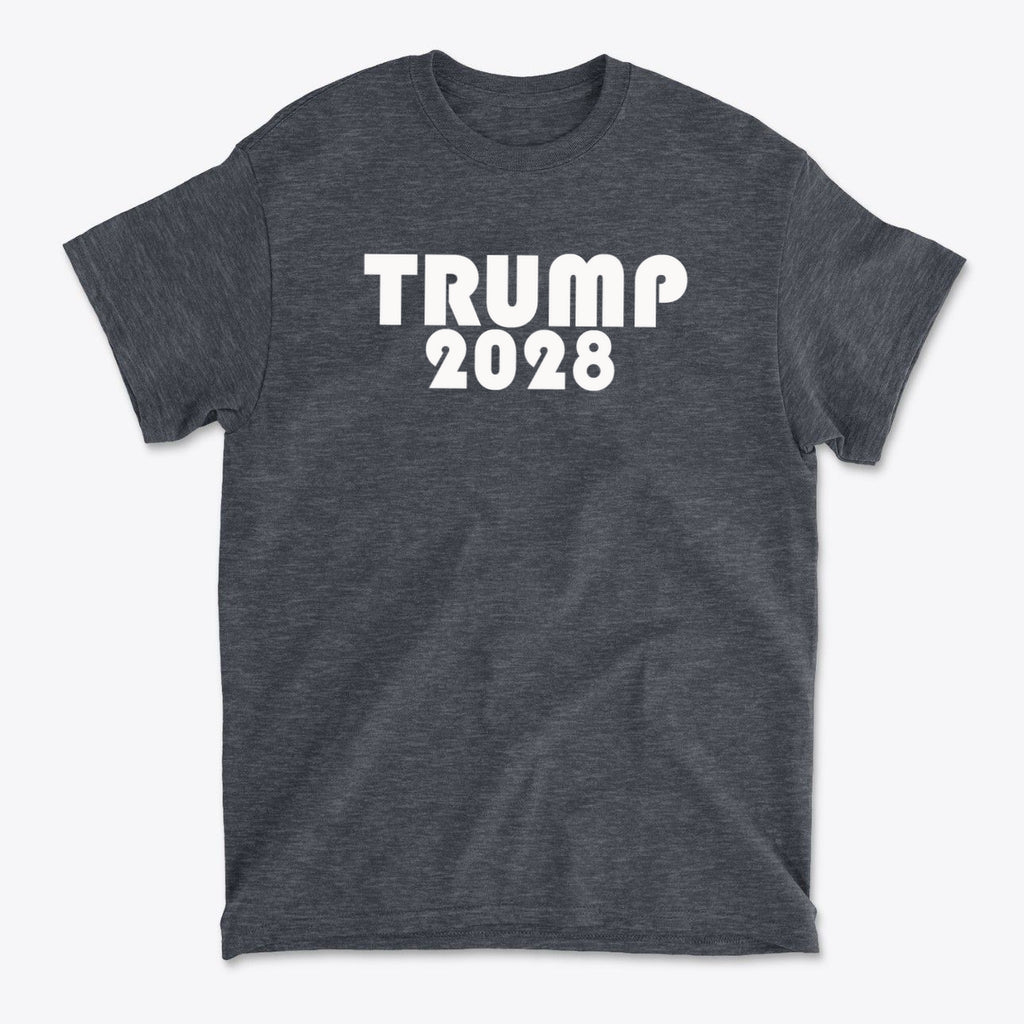 Trump 2028 White Letters America First Graphic Tee