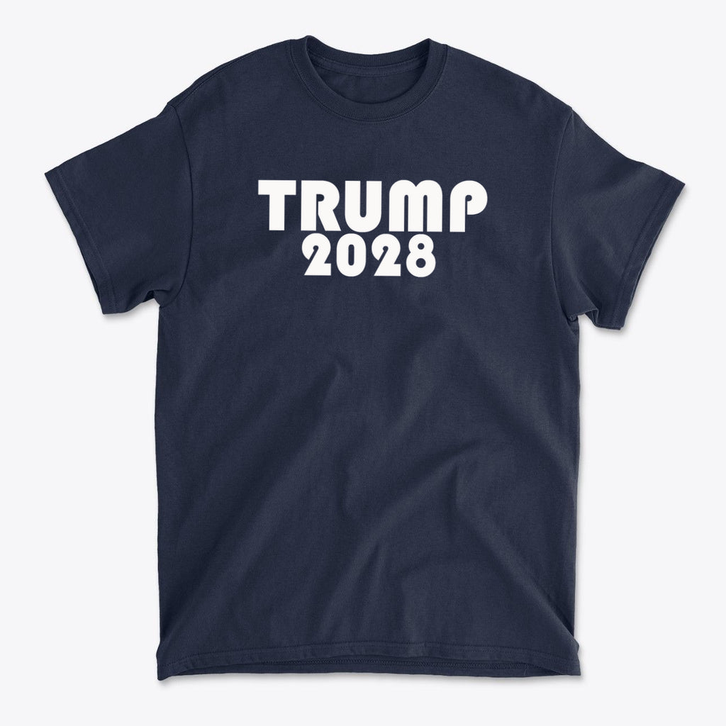 Trump 2028 White Letters America First Graphic Tee