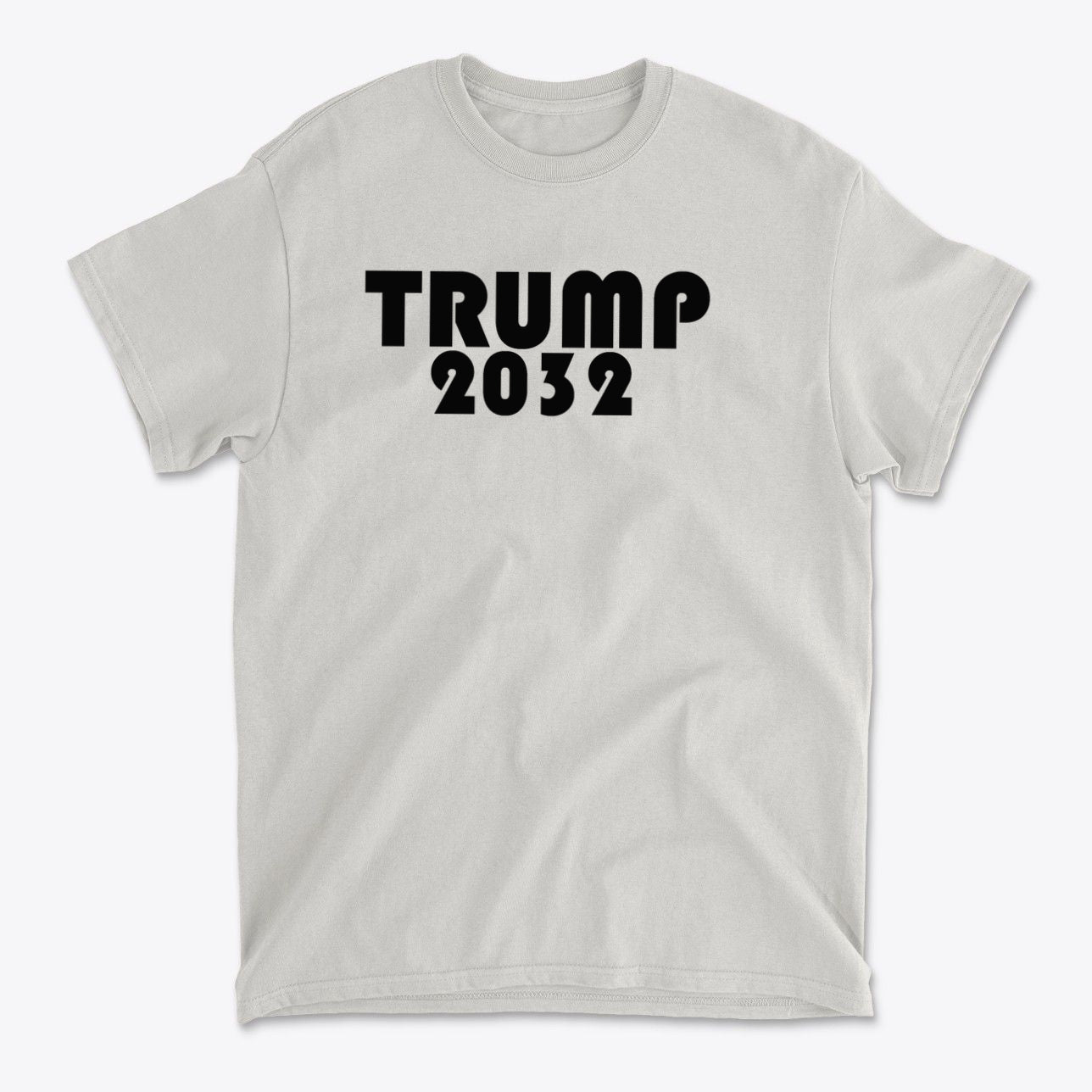 Trump 2032 Red Print Style Gear featuring bold text on a light-colored t-shirt design.