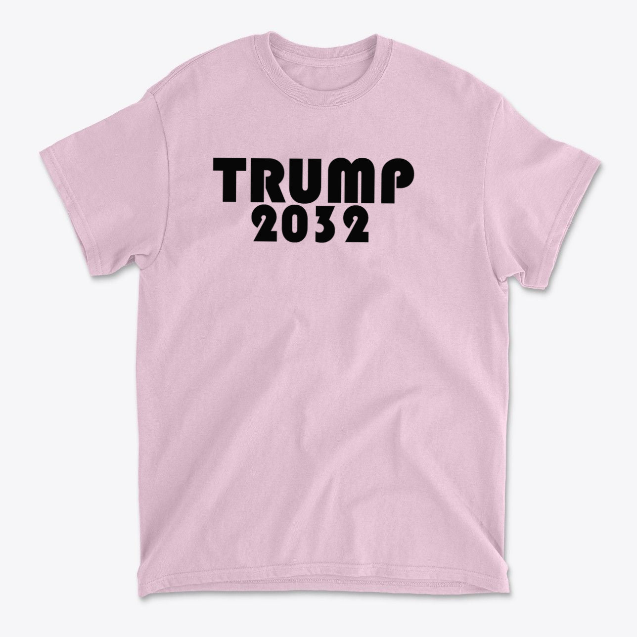 Trump 2032 Red Print Style Gear featuring bold text on a pink t-shirt.