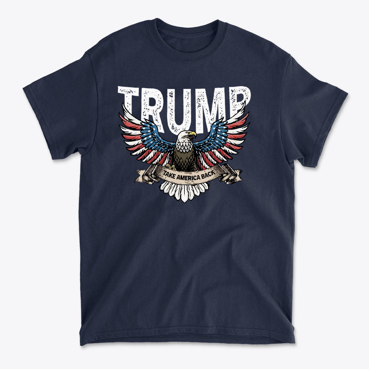 Trump Eagle In Stars And Stripes Take America Back graphic t-shirt featuring an eagle and patriotic design.