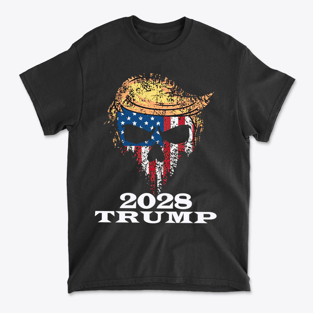 Trump Punisher 2028 Apparel Art featuring a bold design with patriotic colors and iconic imagery.