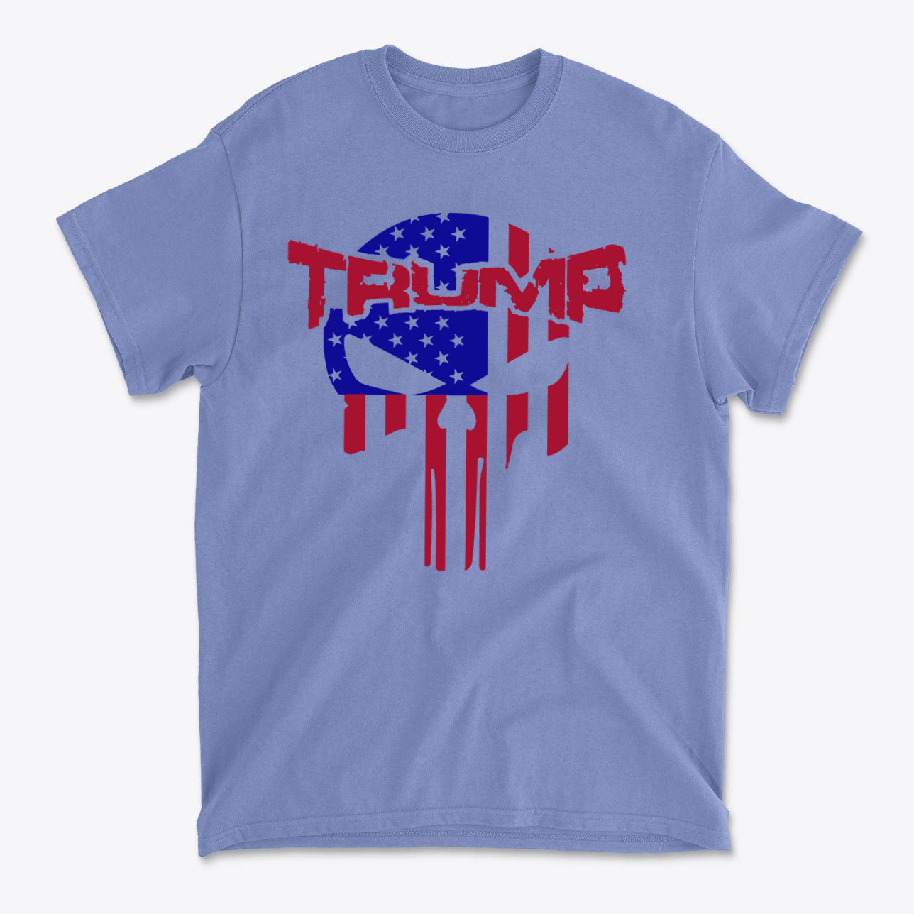 Trump Punisher In Stars And Stripes t-shirt featuring patriotic colors and design, perfect for expressing personal values.