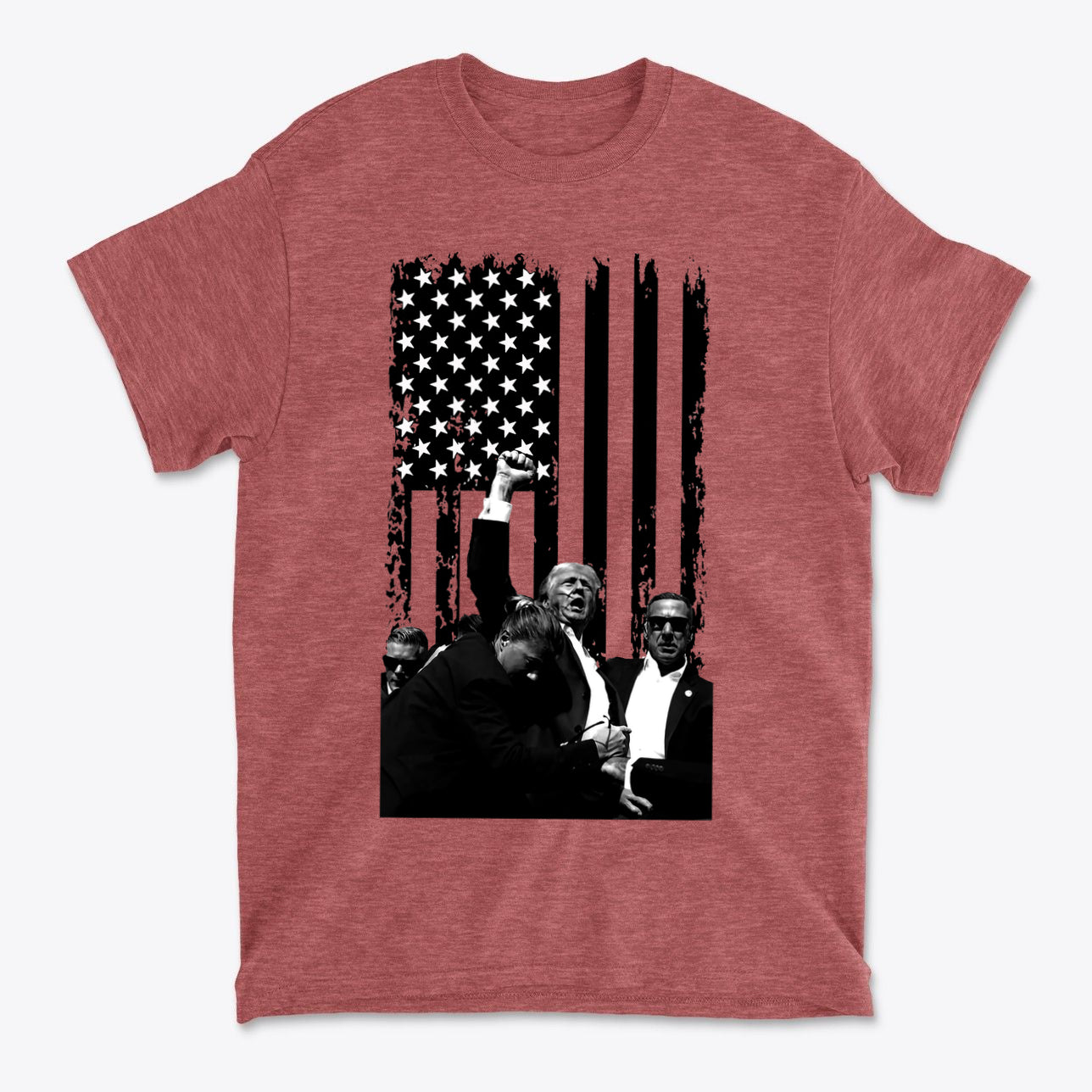 Trump Shot On American Flag BW