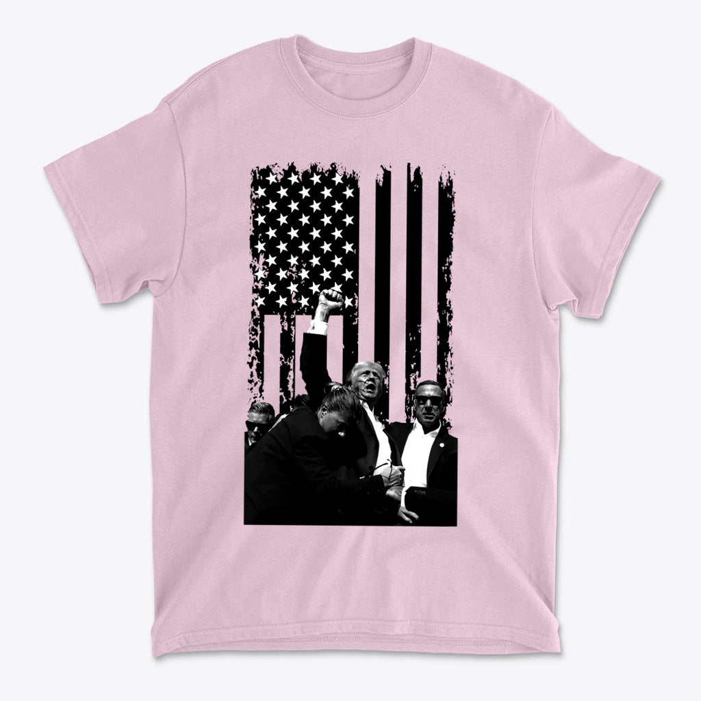 Trump Shot On American Flag BW