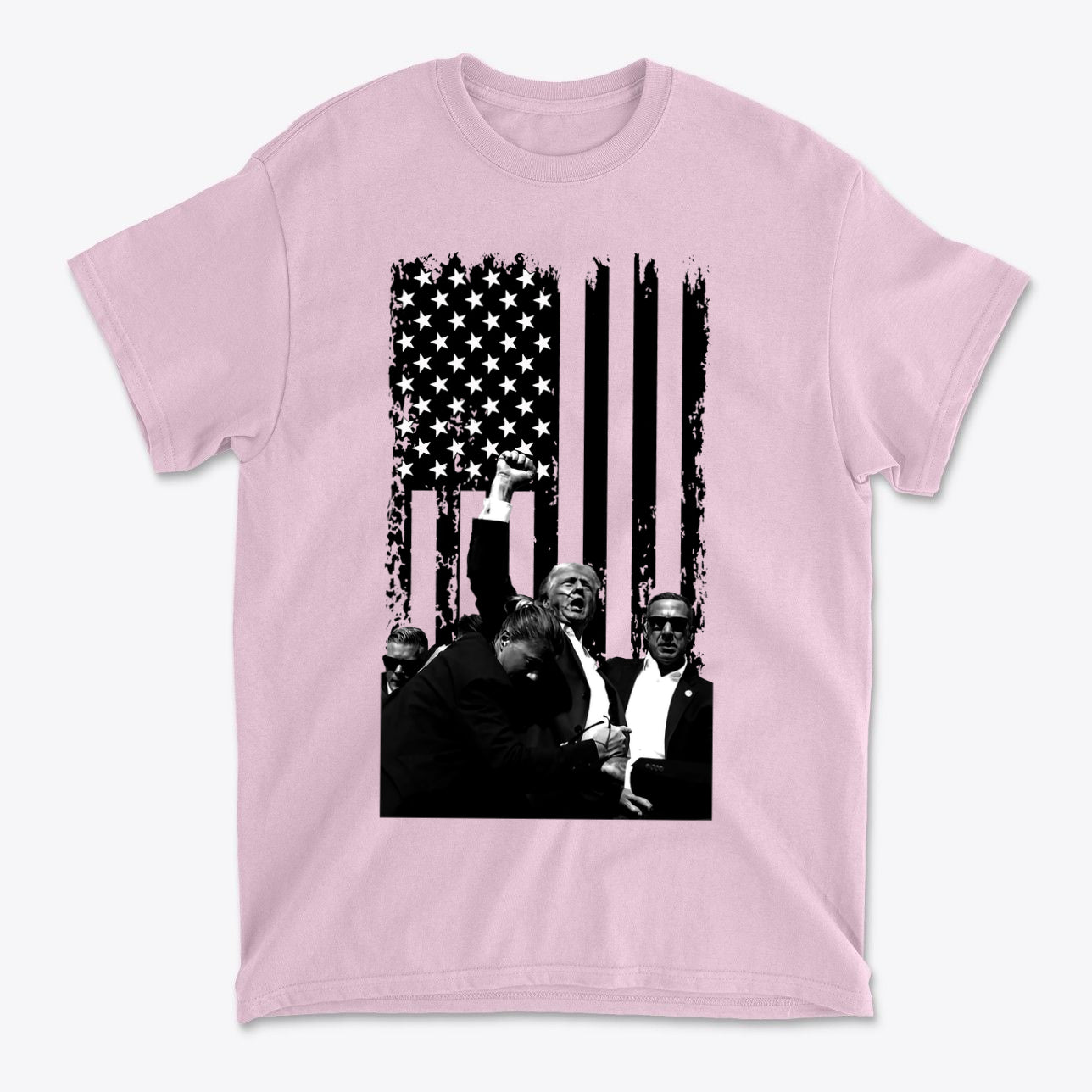 Trump Shot On American Flag BW