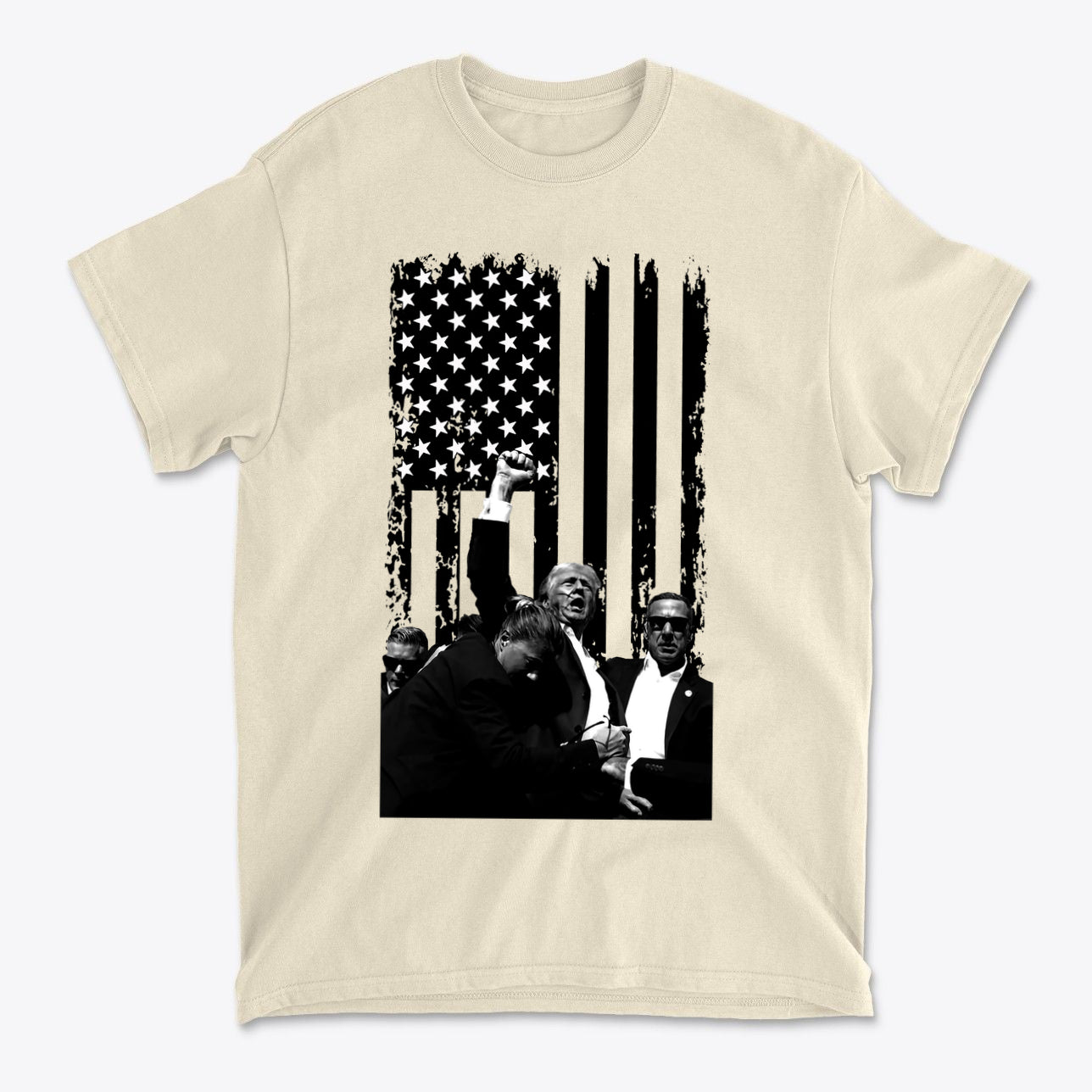 Trump Shot On American Flag BW