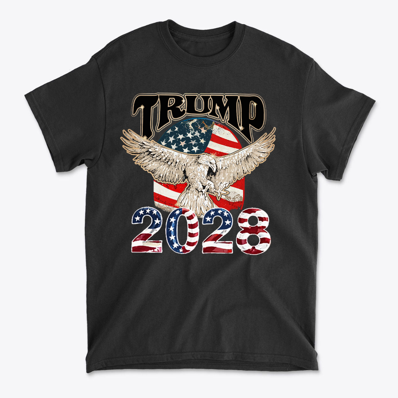 Trump 2028 On USA Flag And Eagle apparel featuring a bold eagle design and patriotic colors.