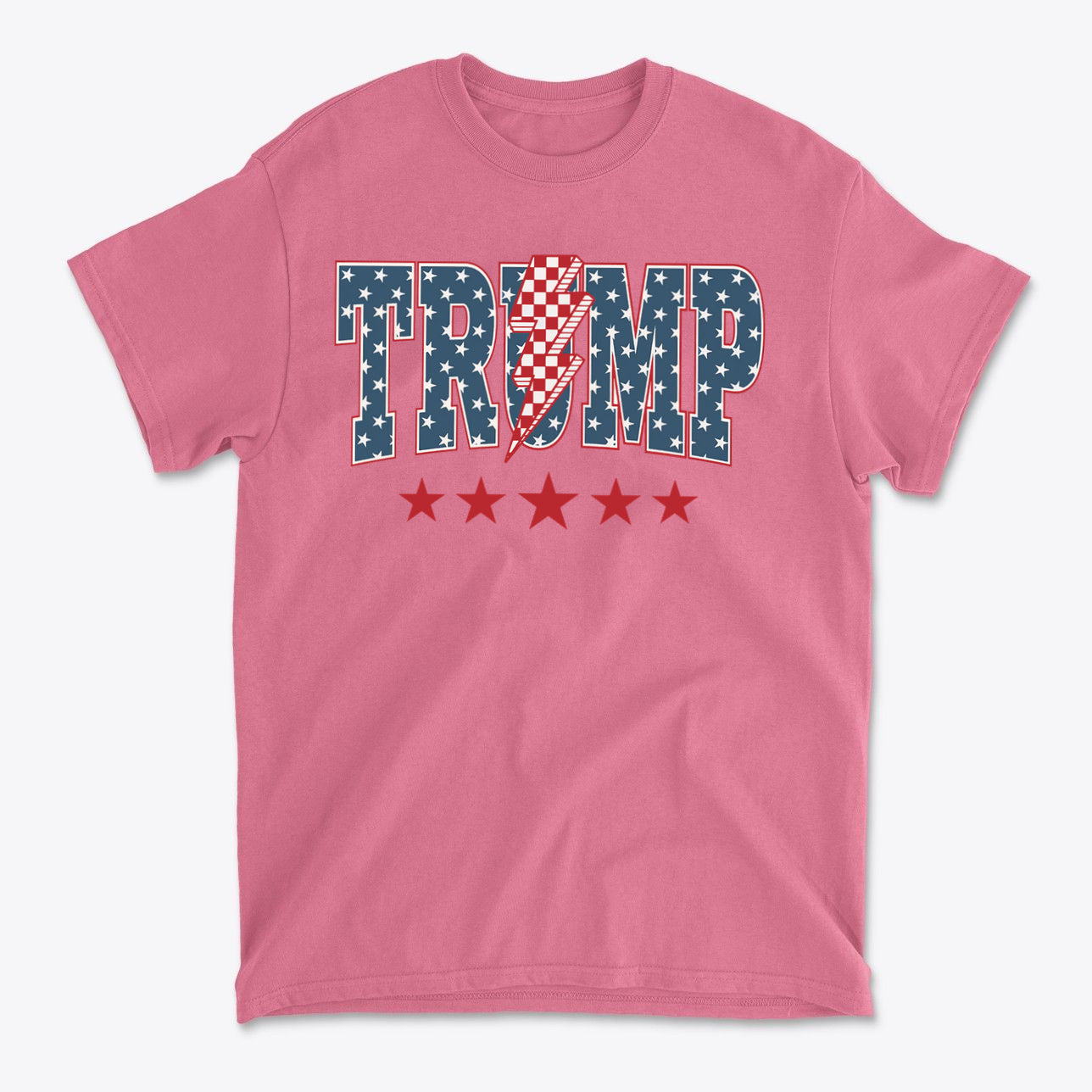 Trump Lightning Bolt Graphic Tee featuring patriotic design with stars and stripes.